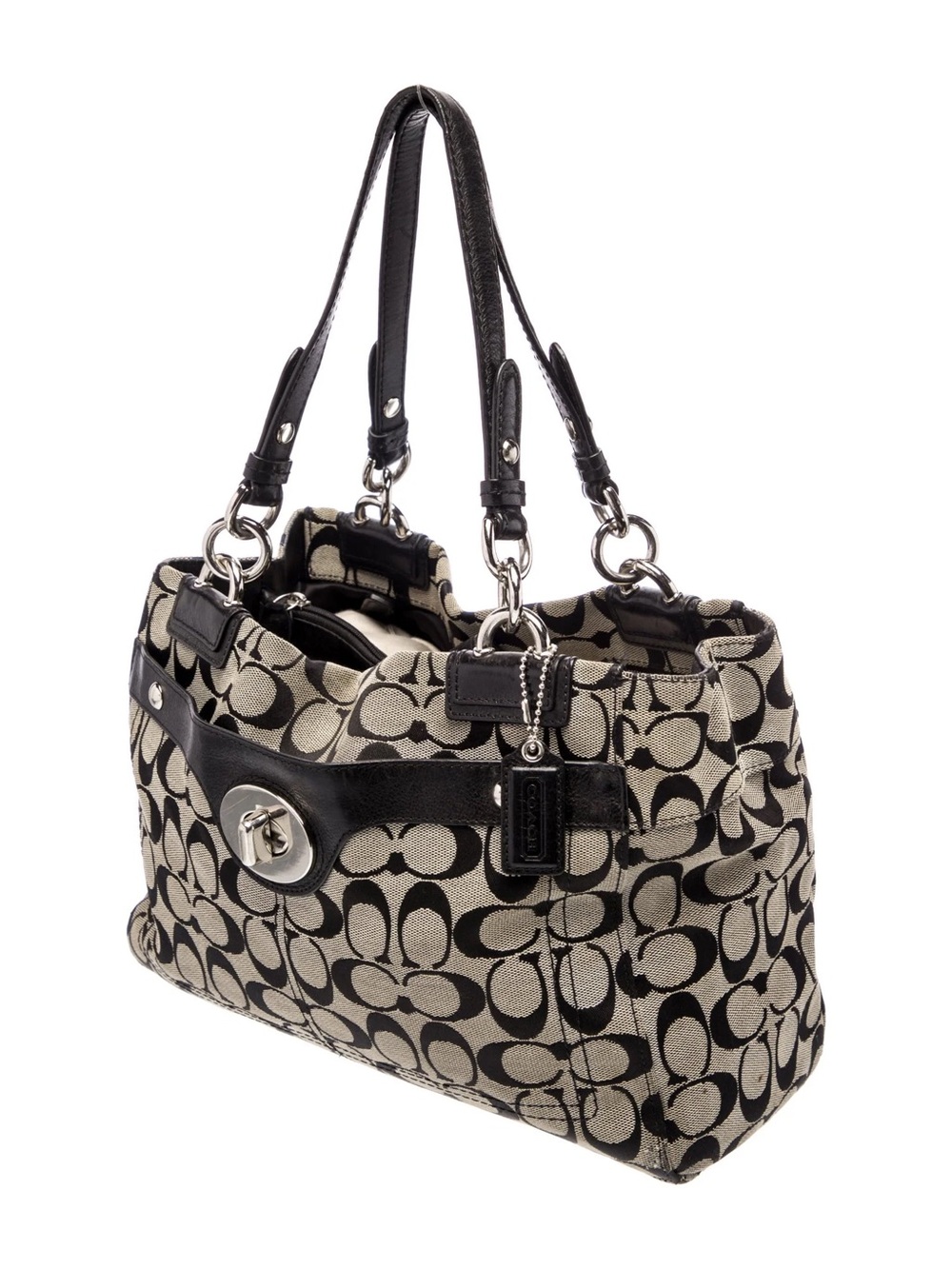 Coach Black & Gray Signature Shoulder Bag